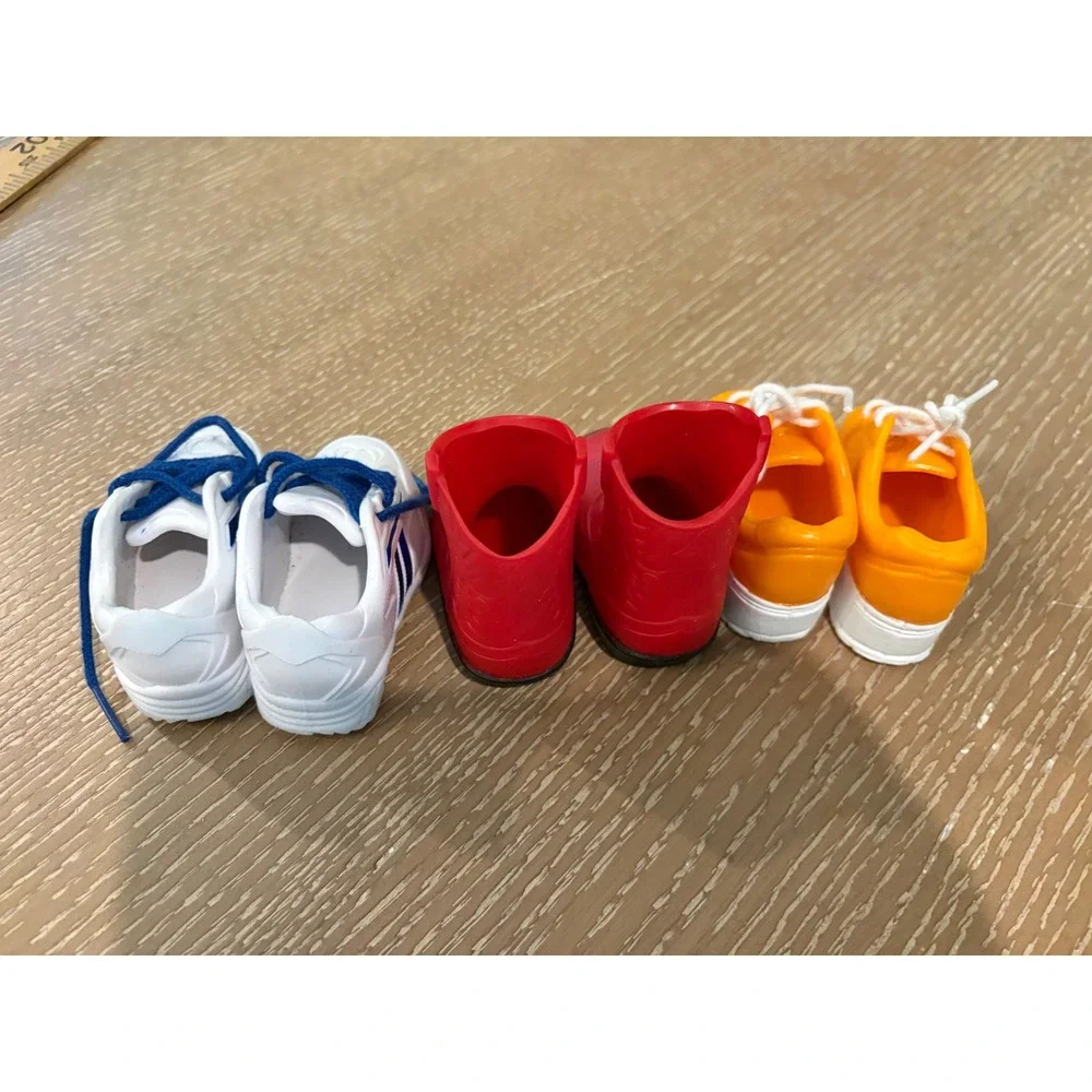 Lot 3 Pairs 18 inch Doll Shoes Sneakers Cowboy Boots American Girl Fit Red White